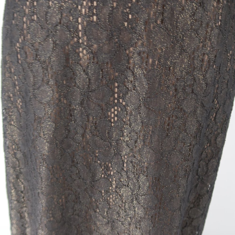David Meister Women's Black 3/4 Sleeve Lace Gown w Nude Underlay Size 6 - Picture 5 of 11